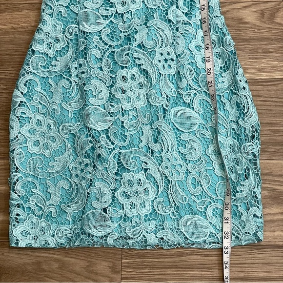 Lipsy London Light Blue Lace Open Back Femme Mini Dress - Picture 9 of 12